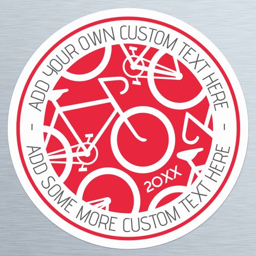 Custom Text Bicycle Red Classic Round Sticker