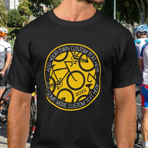 Custom Text Bicycle Yellow  Black T_Shirt