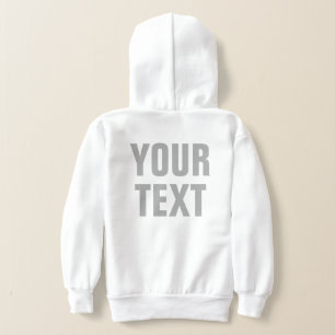 Custom Text Big Large Font White Both Sided Print Hoodie