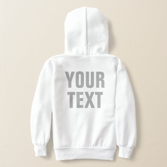 Custom Text Big Large Font White Both Sided Print Hoodie (Laydown Back)
