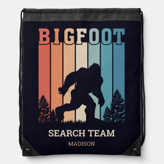 Custom Text Bigfoot Drawstring Bag (Front)