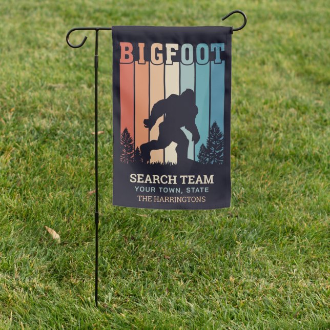 Custom Text Bigfoot Garden Flag (In SItu)
