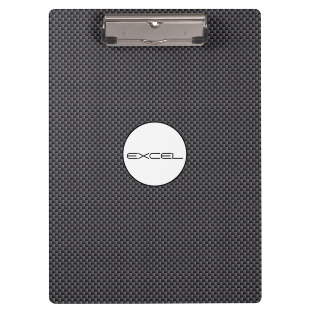 Custom Text Black and Grey Carbon Fiber Material Clipboard (Front)