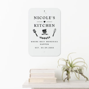 Custom Text, Black and White Kitchen Sign
