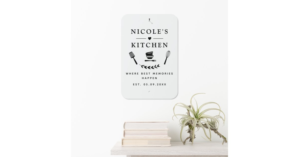 Custom Text, Black and White Kitchen Sign Zazzle