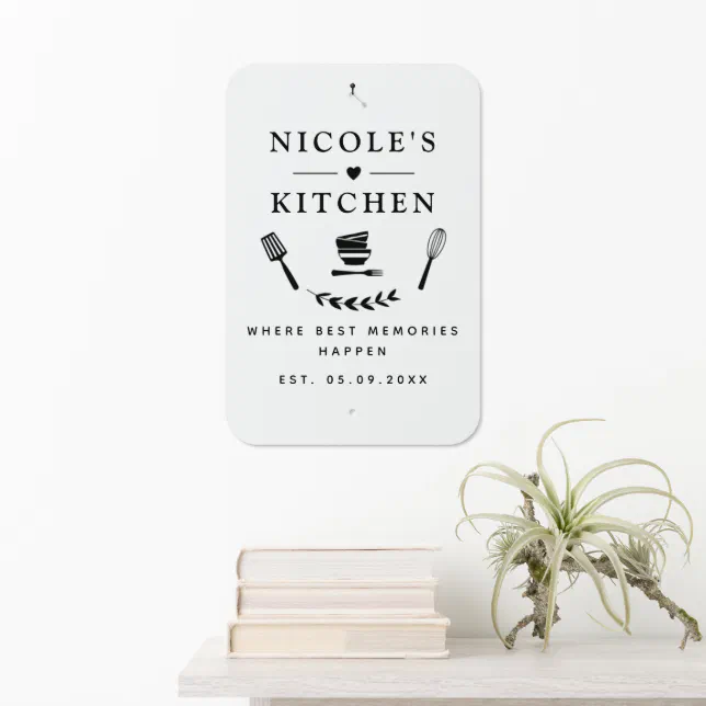 Custom Text, Black and White Kitchen Sign Zazzle