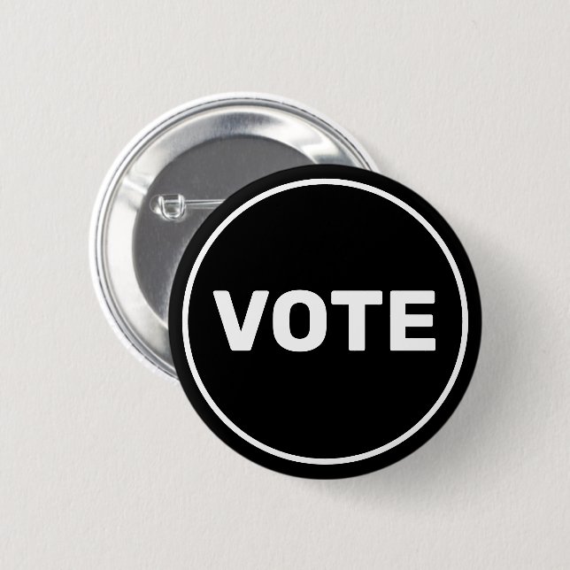 Custom Text Black and White Vote Button (Front & Back)