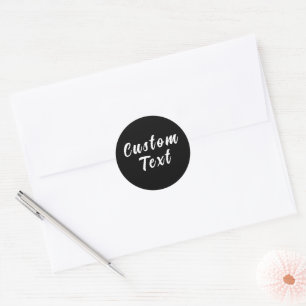 Custom Text Black Classic Round Sticker