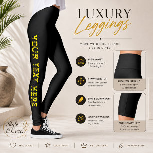 Custom Text Black Leggings for Stylish Comfort
