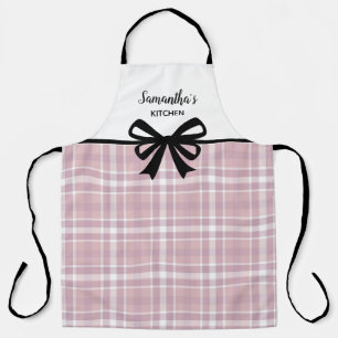 Custom Text Black Pink Buffalo Plaid Cute Kitchen Apron
