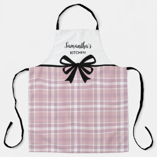 Custom Text Black Pink Buffalo Plaid Cute Kitchen Apron