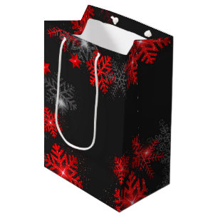 Custom text black red theme Christmas new year Medium Gift Bag