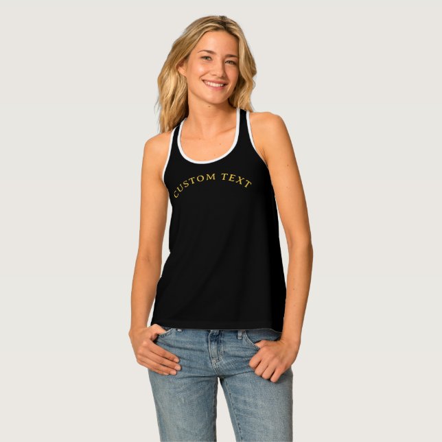 Custom Text Black Tank Top for Fitness or Casual S (Front Full)