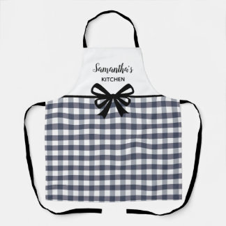 Custom Text Black White Buffalo Plaid Cute Kitchen Apron