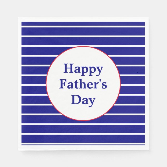 Custom Text Blue and White Striped | Father's Day Napkins (Front)