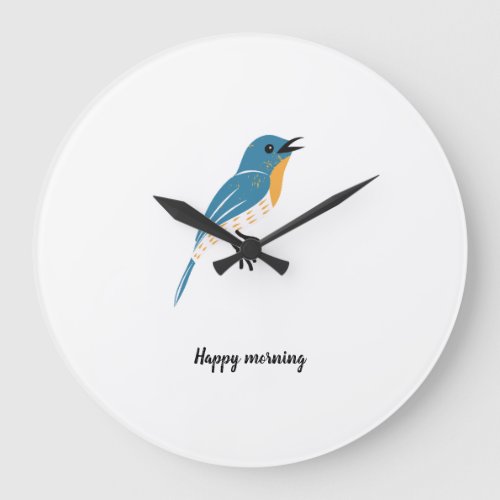 Custom Text Blue Bird  Large Clock