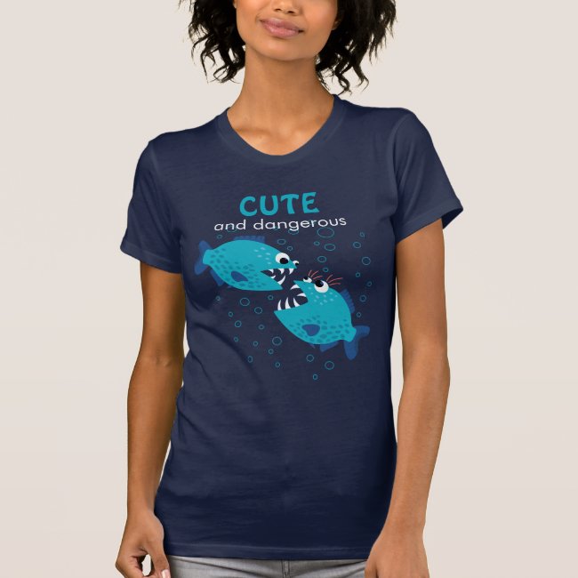 Custom Text Blue Piranha Fish Cute And Dangerous