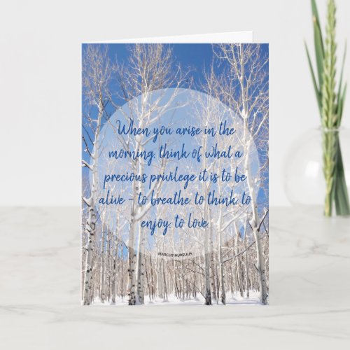 Custom Text Blue Sky Towering Aspens In Snow Photo Card