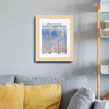 Custom Text Blue Sky Towering Aspens In Snow Photo