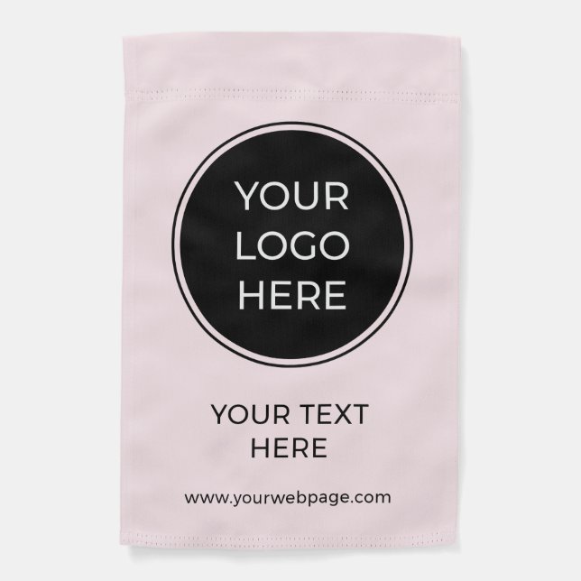 Custom Text Blush Pink Business Logo Garden Flag (Front)