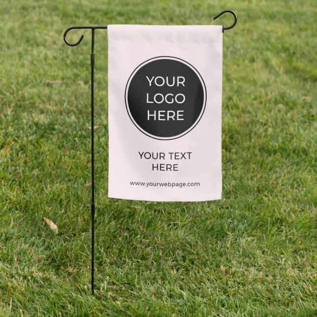 Custom Text Blush Pink Business Logo Garden Flag (In SItu)