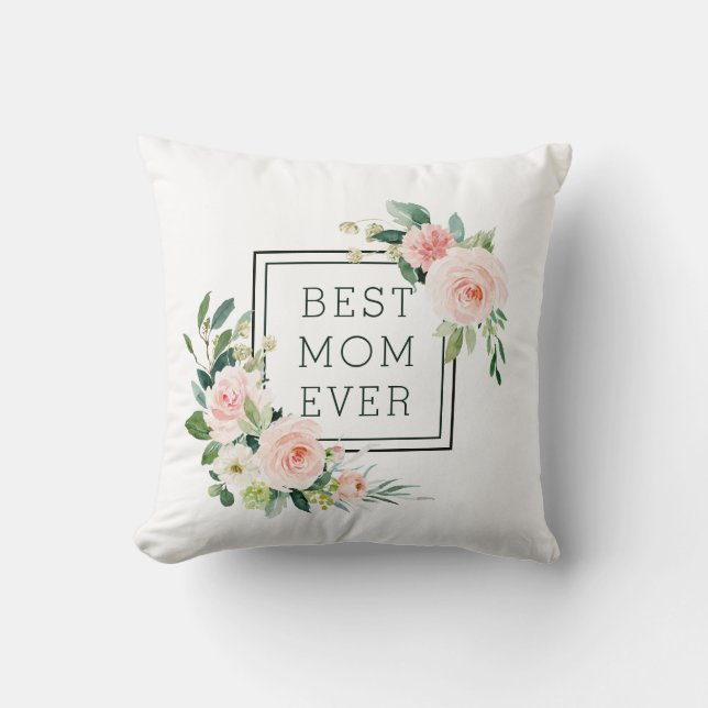 Custom Text | Blush Pink Watercolor Bloom Throw Pillow (Front)