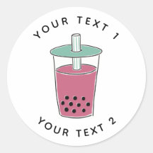 Custom Text Boba Tea Line Art Illustration