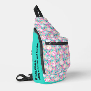 Custom text boho pastel pickleball sling bag