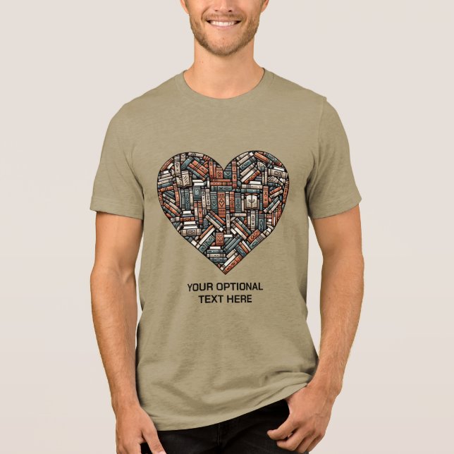 Custom Text Book Lover's Tri-Blend Shirt (Front)