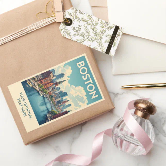 Custom Boston State Sticker Custom Text Boston Massachusetts Rectangular Sticker | Zazzle