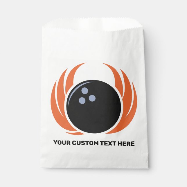 Custom Text Bowling Ball with Flame Favor Bag (Front)