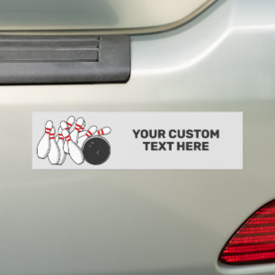 Custom Text Bowling Strike Bumper Sticker