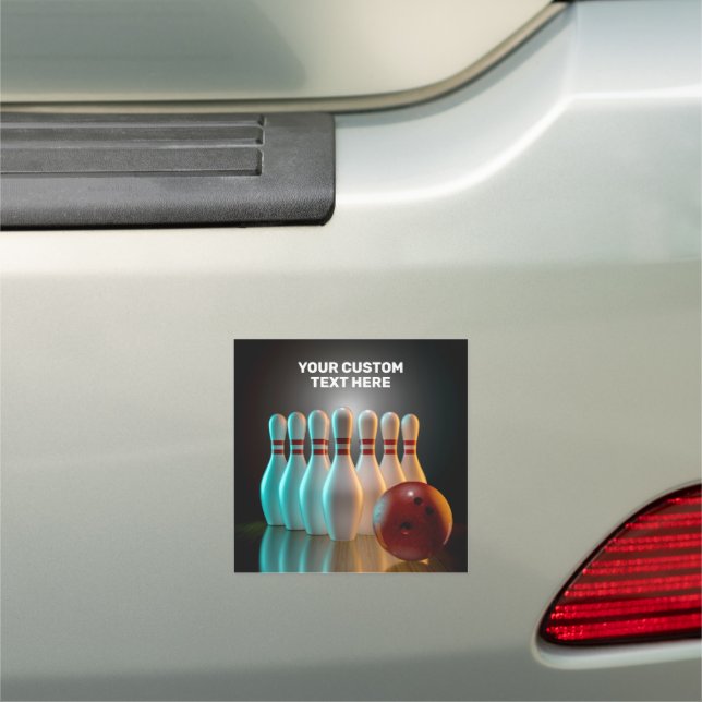 Custom Text Bowling Strike Car Magnet (In Situ)