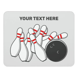 Custom Text Bowling Strike Door Sign