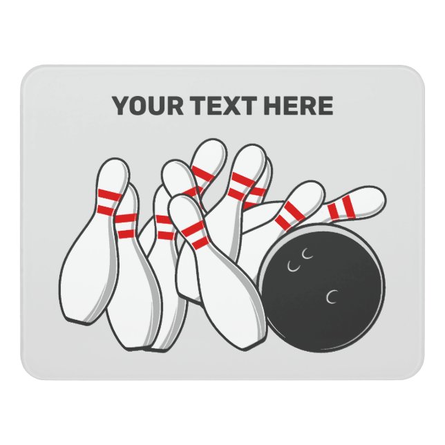 Custom Text Bowling Strike Door Sign (Contemporary Front)