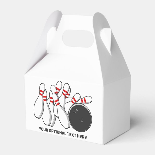 Custom Text Bowling Strike Favor Boxes (Front Side)