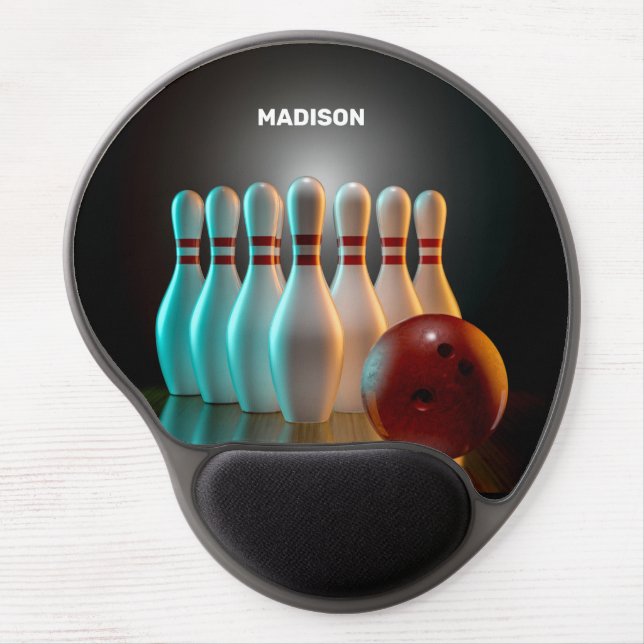 Custom Text Bowling Strike Gel Mouse Pad (Front)