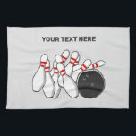 Custom Text Bowling Strike Kitchen Towel<br><div class="desc">Change the text field to what you want. Using the editing tool,  you can further change the font and its size and color if you wish. See my store for more bowling items.</div>