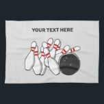 Custom Text Bowling Strike Kitchen Towel<br><div class="desc">Change the text field to what you want. Using the editing tool,  you can further change the font and its size and color if you wish. See my store for more bowling items.</div>