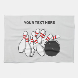 Custom Text Bowling Strike Kitchen Towel