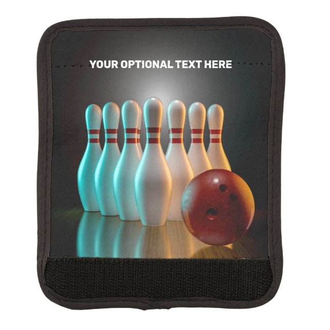 Custom Text Bowling Strike Luggage Handle Wrap (Front)