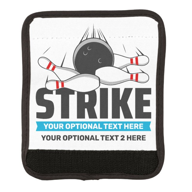 Custom Text Bowling Strike Luggage Handle Wrap (Front)
