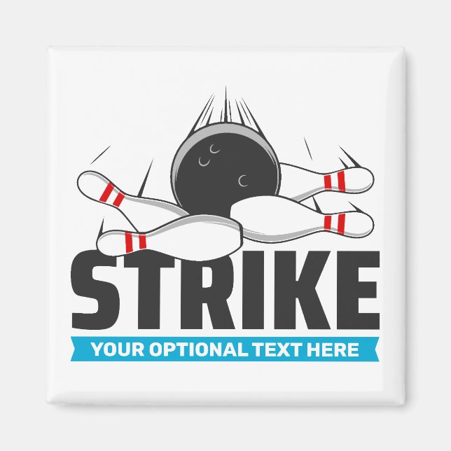 Custom Text Bowling Strike Magnet (Front)