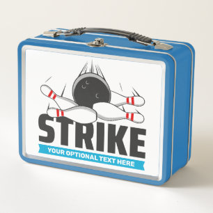 Custom Text Bowling Strike Metal Lunch Box