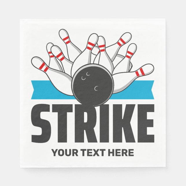 Custom text Bowling Strike Napkins (Front)