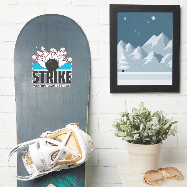 Custom Text Bowling Strike Sticker (Snowboard)