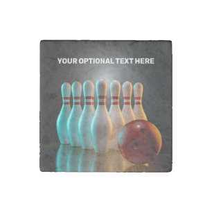 Custom Text Bowling Strike Stone Magnet
