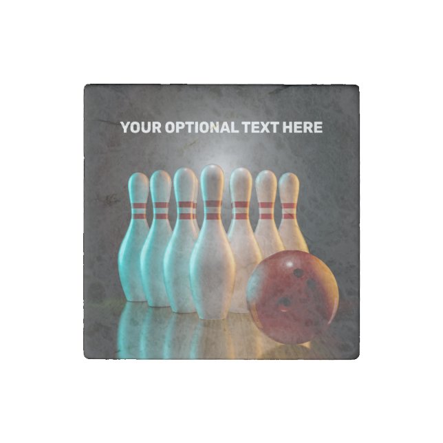 Custom Text Bowling Strike Stone Magnet (Front)
