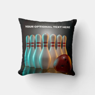 Custom Text Bowling Strike Throw Pillow