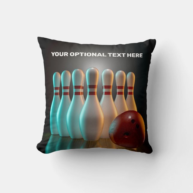 Custom Text Bowling Strike Throw Pillow (Front)